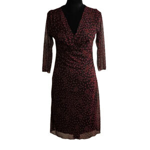 𝅺BE Smart black and red polka dot v neck dress
